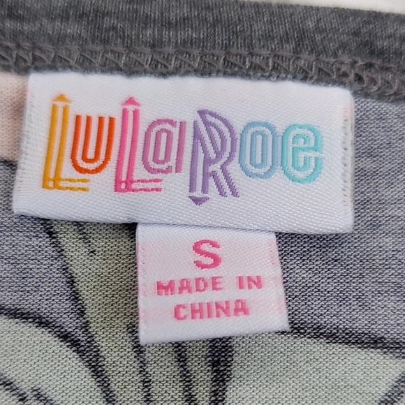 NWT LuLaRoe Julia Dress Navy Floral Gray Sleeves - Size S (4-6) - Picture 10 of 11